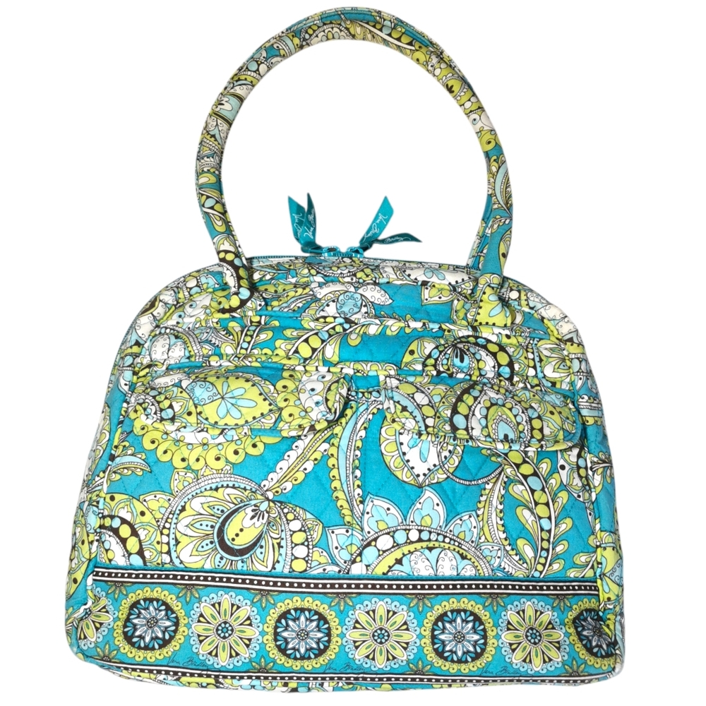 Vera Bradley Teal Peacock Paisley Quilted Bowler Bag with Coin Purse
